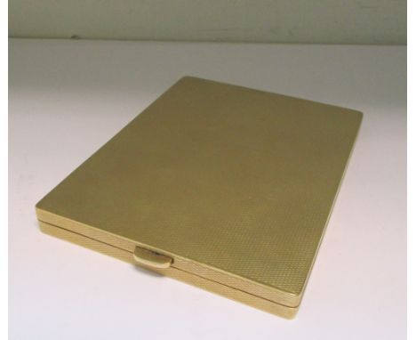 A 9ct gold cigarette case by B H Britton & Sons, Birmingham 1929, of rectangular shape with engine turned decoration, inscrip