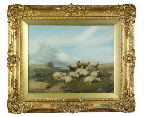 Thomas Sidney Cooper, RA (British, 1803-1902) Sheep in a landscape signed lower left "T S Cooper" oil on panel 40 x 52cm (16 