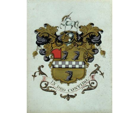 English School (18th Century)  Four Armorial watercolours of Shropshire families - Matthew Herbert of Bromley in the County o