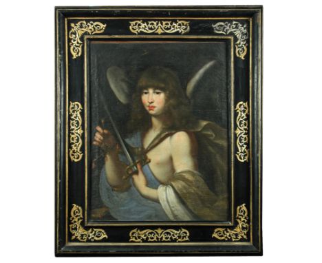 Florentine School, (first half of the 17th Century) The Archangel Michael holding scales and a sword oil on canvas, unlined a
