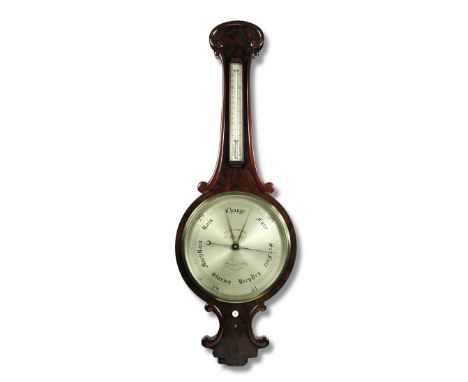 J. S. Casartelli, Manchester, a good and large Victorian mahogany wheel barometer, the scroll outline case with silvered ther