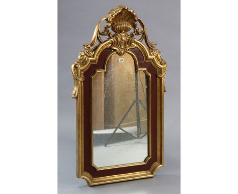 A 19th century-style gilt frame rectangular wall mirror, 43” x 25”; together with two decorative pictures. 