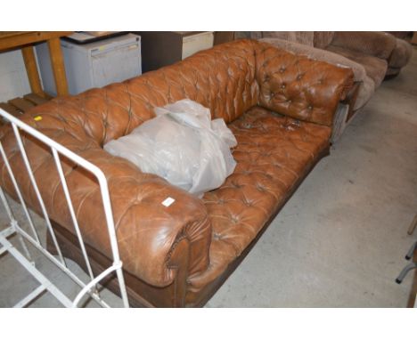 A large leather button back Chesterfield  AF