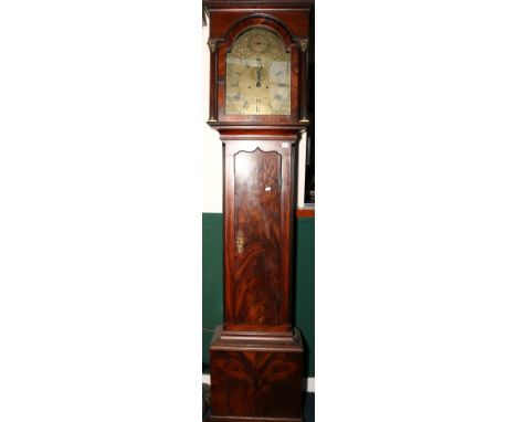 George III mahogany eight day longcase clock circa 1760, maker Marmaduke Storr of London, the arched brass dial with makers n