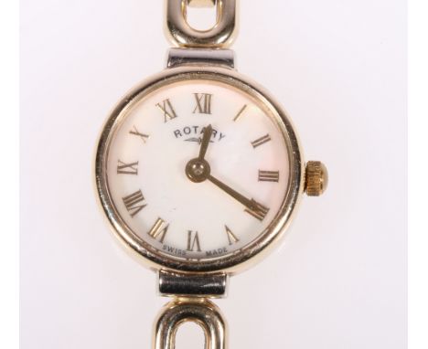 9ct gold ladies Rotary watch with mother of pearl dial, 15g CONDITION REPORT: Stamped 375