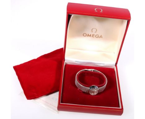 Omega Ladymatic wristwatch, circa 1968, clasp stamped 750 with certificate in box, 33g gross CONDITION REPORT: The rotor wind