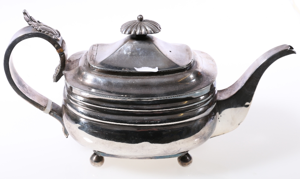 silver teapot, marks rubbed, London, 513grams