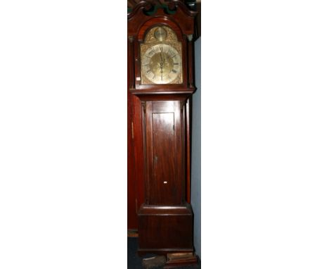 George III mahogany longcase clock, maker John Galbraith of Falkirk, the arched brass dial with Roman/Arabic chapter and cent