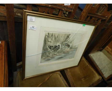 AR HENRY WILKINSON (1921-2011) SNIPE BY WATERS EDGE, COLOURED ETCHING, SIGNED AND NUMBERED 51/150 IN PENCIL TO LOWER MARGIN, 