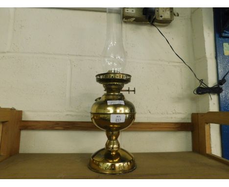 VICTORIAN BRASS OIL LAMP (LACKING SHADE)   