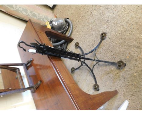 METAL FIVE BRANCH CHANDELIER WITH BRASS TRAYS    
