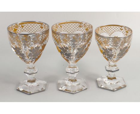 De Lamerie Fine Bone China heavily gilded Glass Crystal Summer Bouquet Patterned Goblet in 2 sizes , specially made high end 