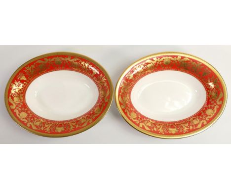 De Lamerie Fine Bone China Burnt Orange Oval Open Veg Bowls , specially made high end quality item, diameter 26.5cm(2) 