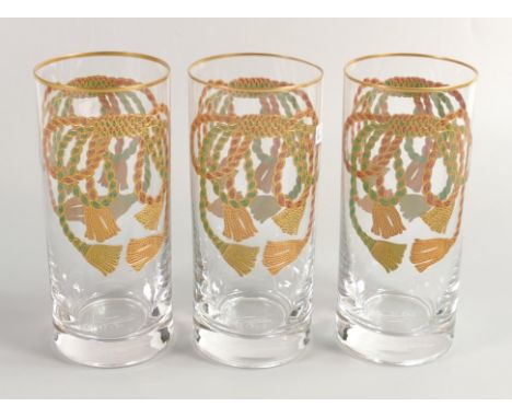 De Lamerie Fine Bone China heavily gilded Glass Crystal Rope &amp; Tassels Patterned Tumblers  , specially made high end qual