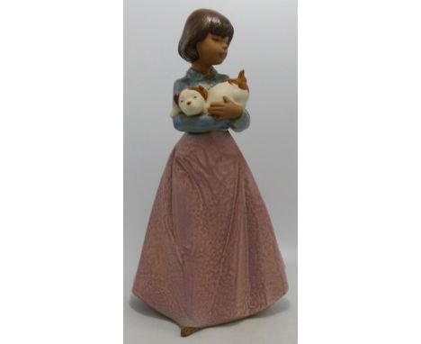 Large Nao Gres Figure of Girl with Puppy Height 31cm 