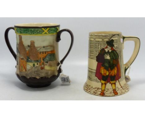 Royal Doulton Collectors Club Pottery in the Past Handled Vase together with Royal Doulton series ware tankard, height of tal