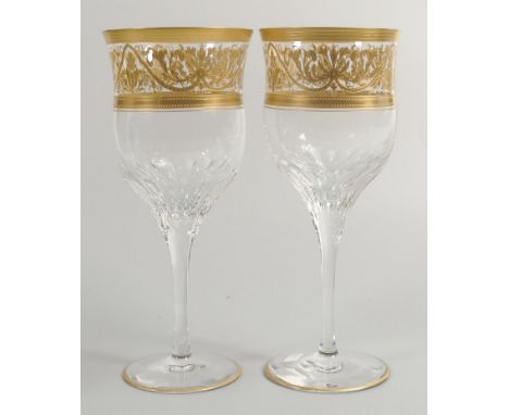 De Lamerie Fine Bone China heavily gilded Wine Glass  , specially made high end quality item, Made in England, height 20cm(2)