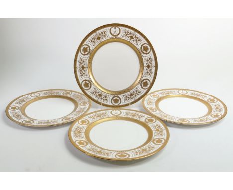 De Lamerie Fine Bone China, heavily gilded Emperor Pattern dinner plates , specially made high end quality item, Made in Engl