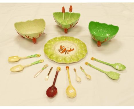 A collection of Carltonware items to include Lobster Bowls, Oyster Tray &amp; assorted serving spoons 