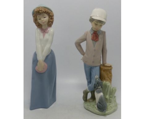 Nao Figures of Girl with Stump &amp; Lady with Purse, tallest 23cm(2) 