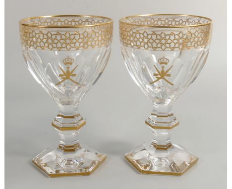 De Lamerie Fine Bone China heavily gilded Goblet with Bahrain Motif  , specially made high end quality item, Made in England,