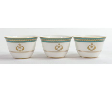 De Lamerie Fine Bone China heavily gilded Tea Bowls, specially made high end quality item, Made in England, height 4.5cm (3) 