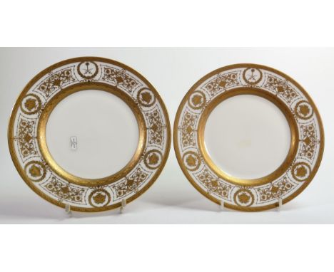 De Lamerie Fine Bone China, heavily gilded Emperor Pattern Salad plates , specially made high end quality item, Made in Engla