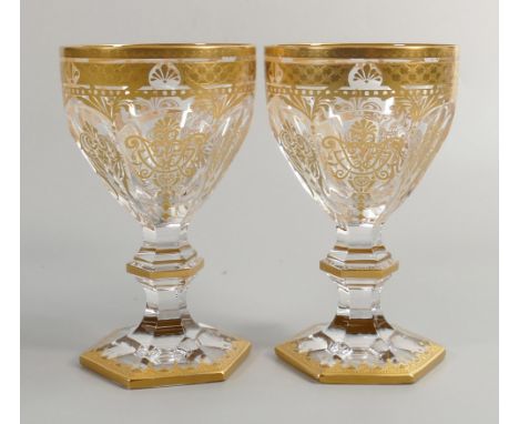De Lamerie Fine Bone China heavily gilded Glass Crystal  Goblets , specially made high end quality item, Made in England, hei
