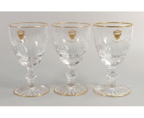 De Lamerie Fine Bone China heavily gilded Glass Crystal Bahrain Crest Patterned Wine Glasses , specially made high end qualit
