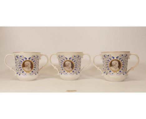 Three Royal Doulton loving cups made to commemorate the RT Hon Mrs Margaret Thatcher becoming the first woman Prime Minister 