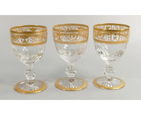 De Lamerie Fine Bone China heavily gilded Glass Crystal  Wine Glasses one with Bahrain Crest , specially made high end qualit