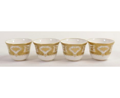 De Lamerie Fine Bone China heavily gilded Tea Bowls, specially made high end quality item, Made in England, height 4cm (4) 