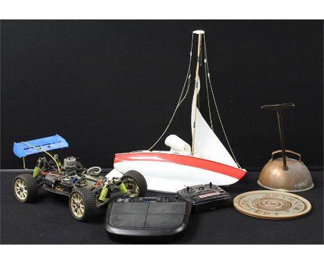 Mixed lot, to include a remote controlled car, a toy yacht, a pottery dish, wristwatches, (qty) 