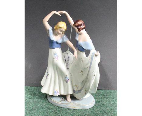Porcelain Royal Dux style figure, of two dancing figures, named to the base Royal Dux 