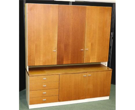 Vintage sideboard unit, three cupboard doors over four drawers