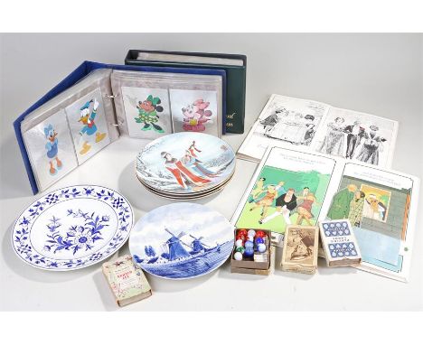 Mixed lot to include a Victorian Royal Worcester blue pattern plate, a Delft plate, some Chinese themed plates, vintage playi