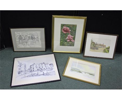 Collection of pictures, to include Paula Williamson, Quiet Waters, Charles Henry Money Mileham, watercolour, Lydia Roundell, 
