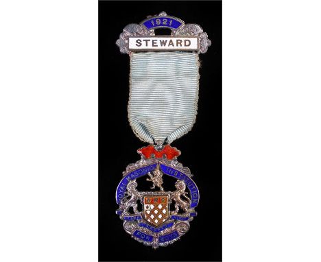 Masonic medal, Royal Masonic Institution for Boys, 1921, Steward, silver and enamel