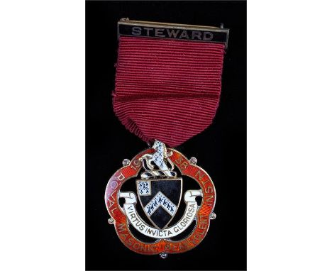 Masonic medal, Royal Masonic Benevolent Instn 1938, Steward, silver gilt and enamel