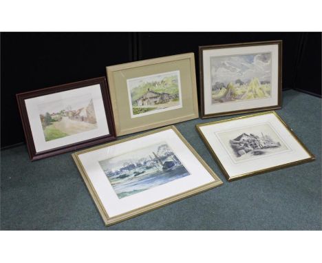 Collection of pictures, to include a watercolour by Lucy Walpole, a pencil sketch, Charles Henry Money Mileham, another,  wat