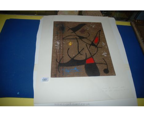 An unframed Joan Niro Print 'Femme et Oiseau', VIII/X, 23rd May, 1960. 