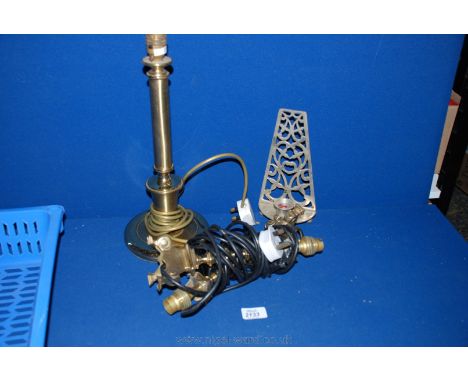 A tall brass Electric Table Lamp, 16'' tall, a pair of brass electric table lamps, etc.