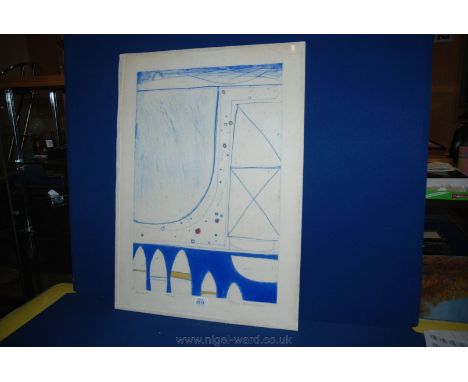 A signed John Brunsdon etched Print entitled 'Harbour', limited edition no. 15/50, 71 cms x 51 cms not framed