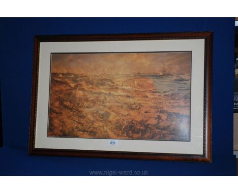 A framed Print 'The Lancashire Fusiliers Landing in Gallipoli, 1915' by G. Dixon