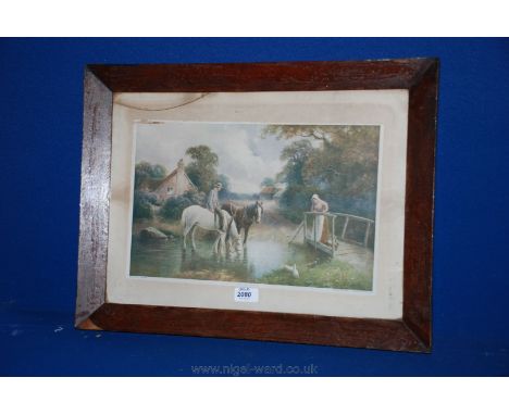 A framed Print 'Summer's Evening', glass a/f