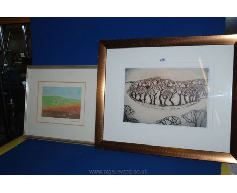 A Monica MacDonald Ralph signed Print 'Lost Meanings' no. 8/30 and a Carol Lander print of Trees