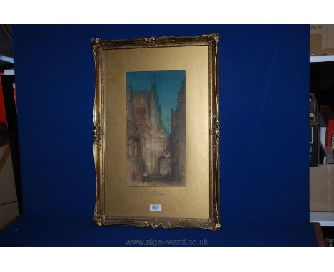 A Print of Bruges, by J. Alphege Brewer, 7 3/4'' x 14 3/4''
