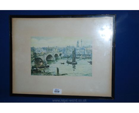 A framed Print of London Bridge taken from the original painting by Yeend King