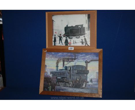 An Oil Painting of a Tank Locomotive plus another Print