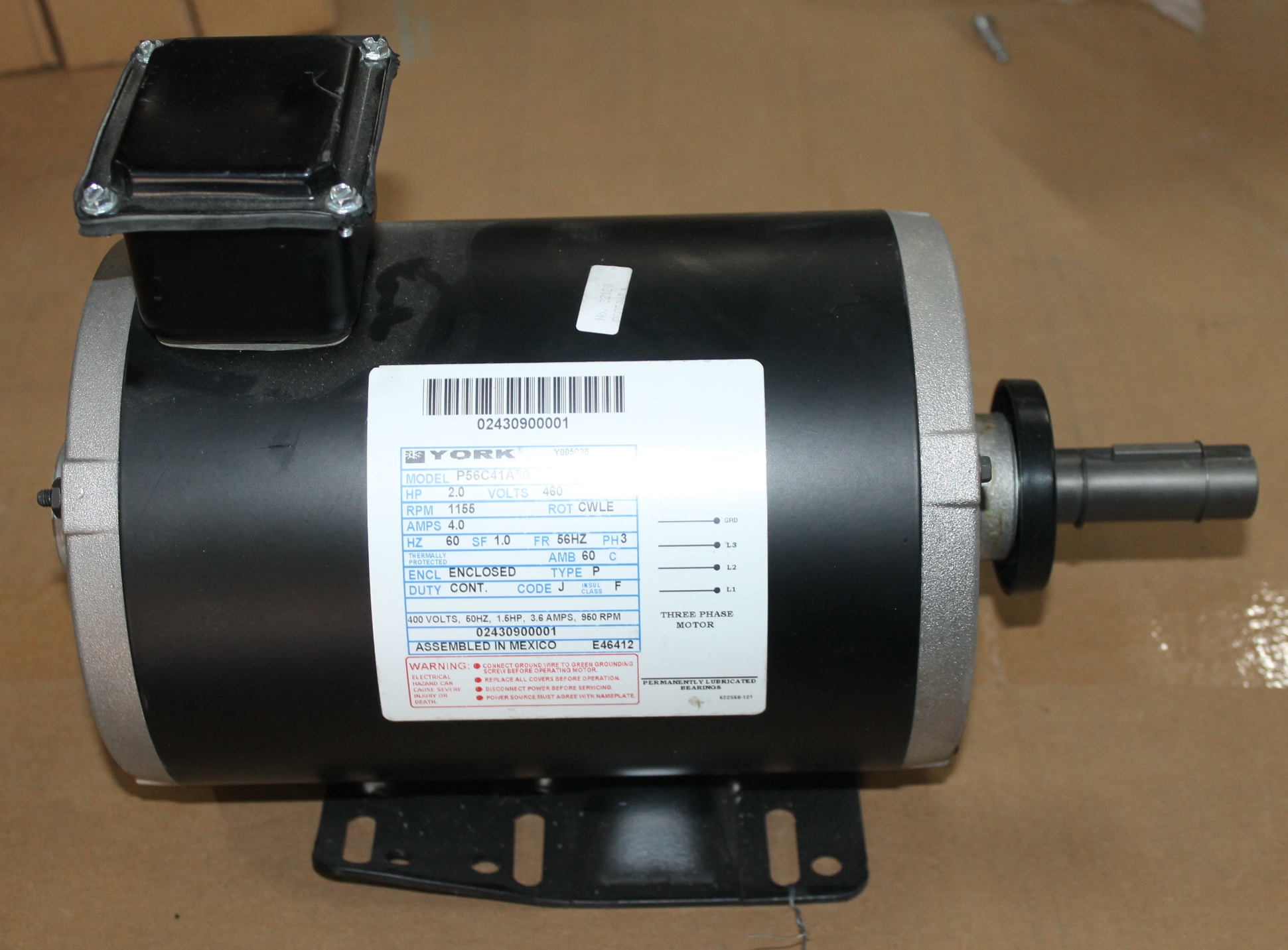 YORK 2 HP AC MOTOR,